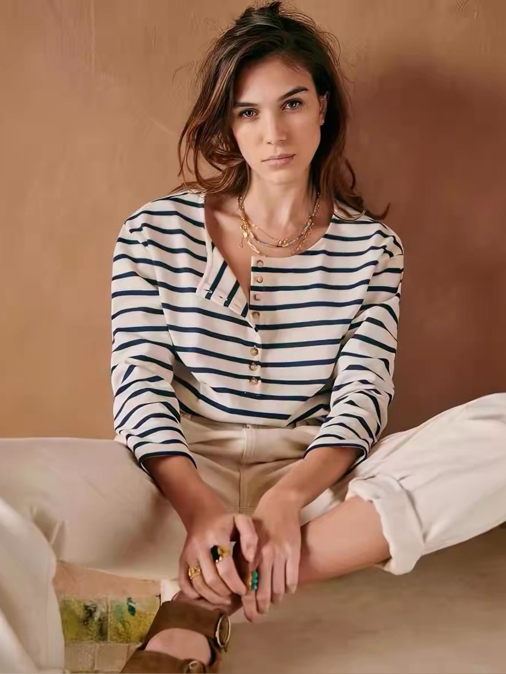 Sezane Gatsby Marinière in the Ecru Navy, L